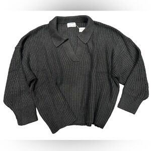 BNWT Old Navy Black Ribbed Polo Sweater, Plus sized Knit Sweater 2x